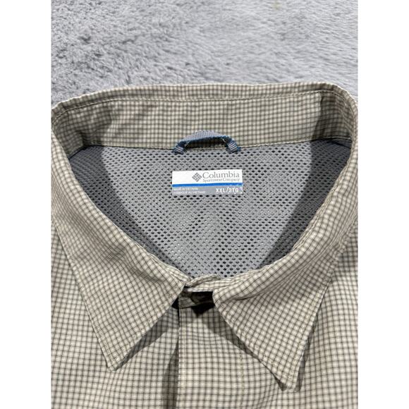 Columbia Shirt Mens 2XL Tan Plaid PFG Fishing Outdoor Button Up Short Sleeve Top - Picture 2 of 9